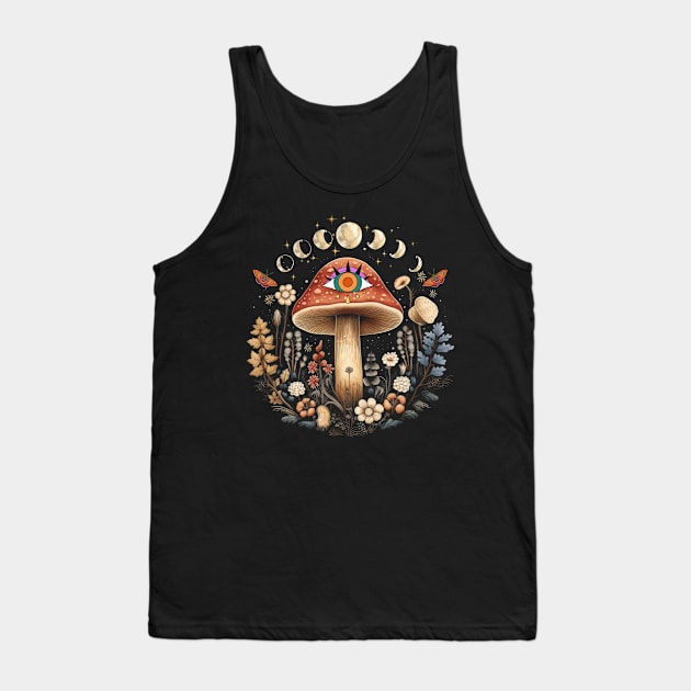 Cottagecore Mushroom All Seeing Eye Tank Top by Hypnotic Highs